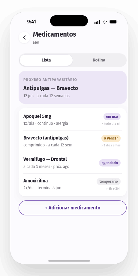 Medicamentos e lembretes