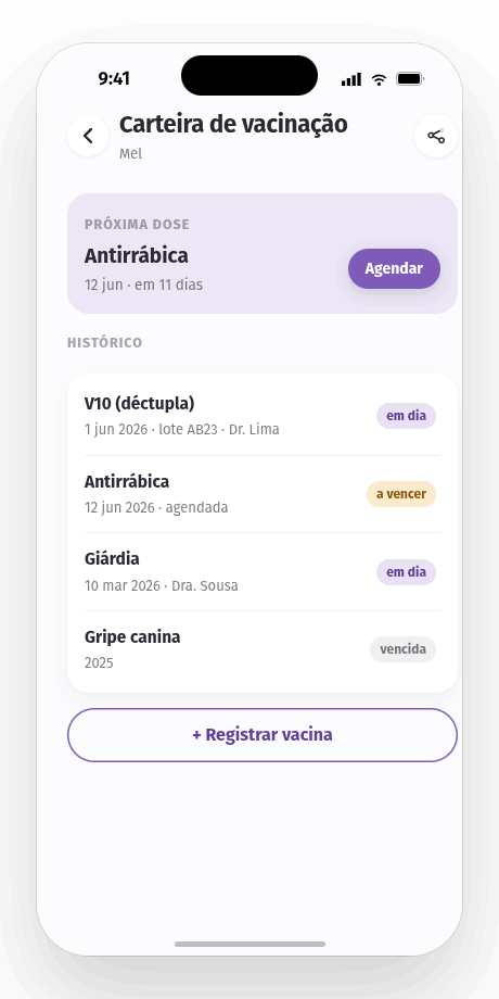 Carteira de vacinação no Bichudo
